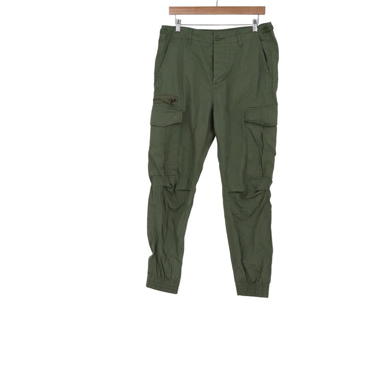 HM LOGG Mens Olive Green Cargo Jogger Pants Size 31 Utility Cotton