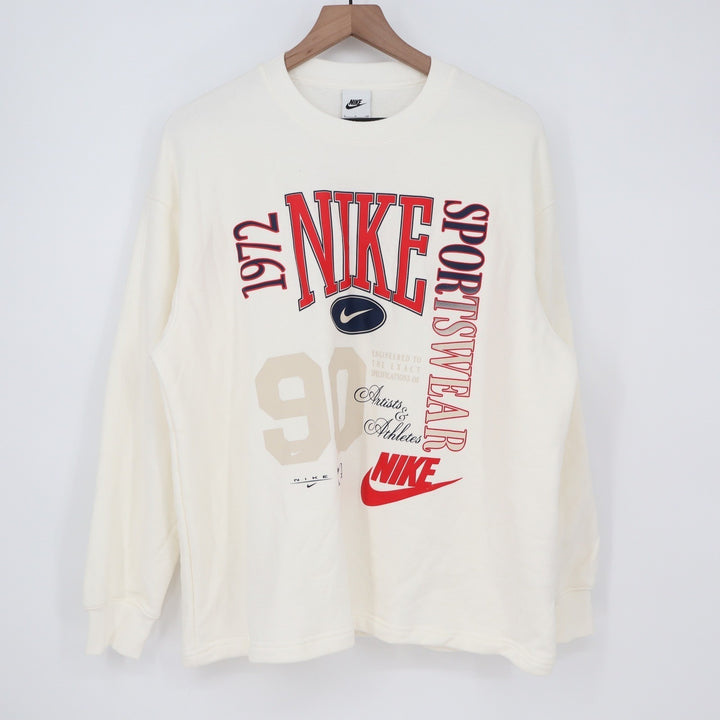 Nike Womens Oversized Graphic Sweatshirt Sail White HF9491-133 Small