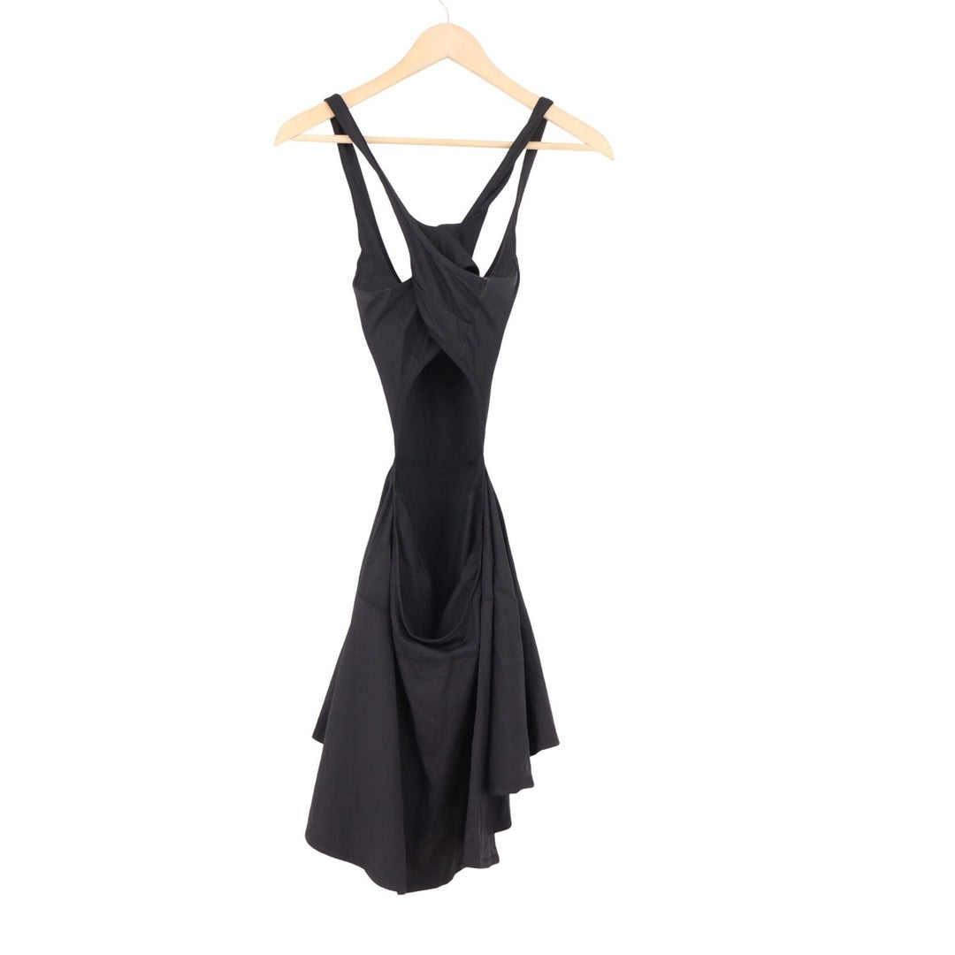 Black Activewear Exercise Dress with Built-in Romper Liner Open Back Size M