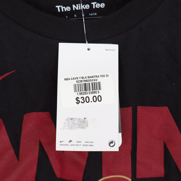 Nike Cleveland Cavaliers Youth Large Black 2025 NBA Playoffs Mantra Tee