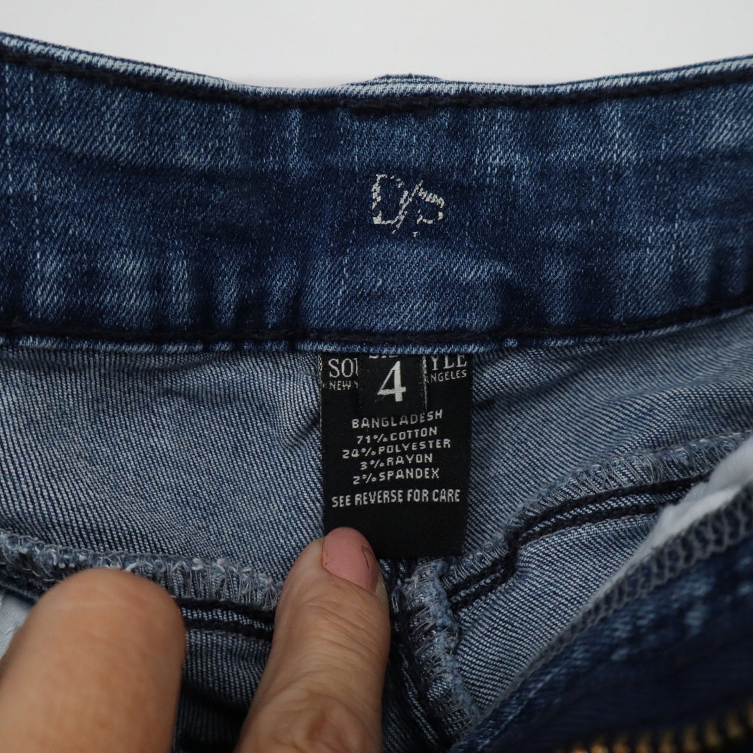 Sound Style New York Los Angeles Skinny Jeans Medium Wash Distressed Raw Hem 4