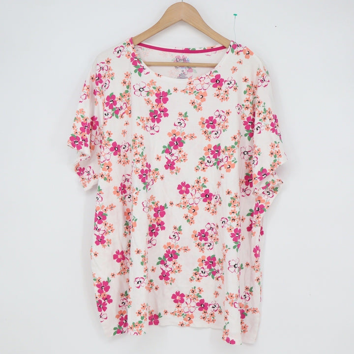 Croft & Barrow The Classic Tee 3X Floral Print Cotton Short Sleeve Top
