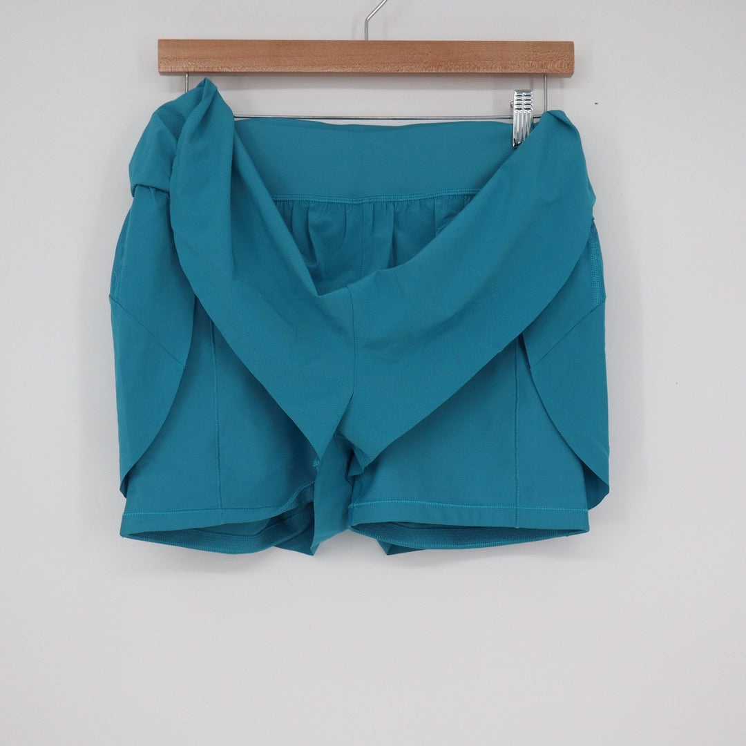 Athleta Crossover Run Shorts Teal Blue Built-in Liner Women's Size M