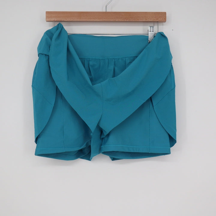 Athleta Crossover Run Shorts Teal Blue Built-in Liner Women's Size M