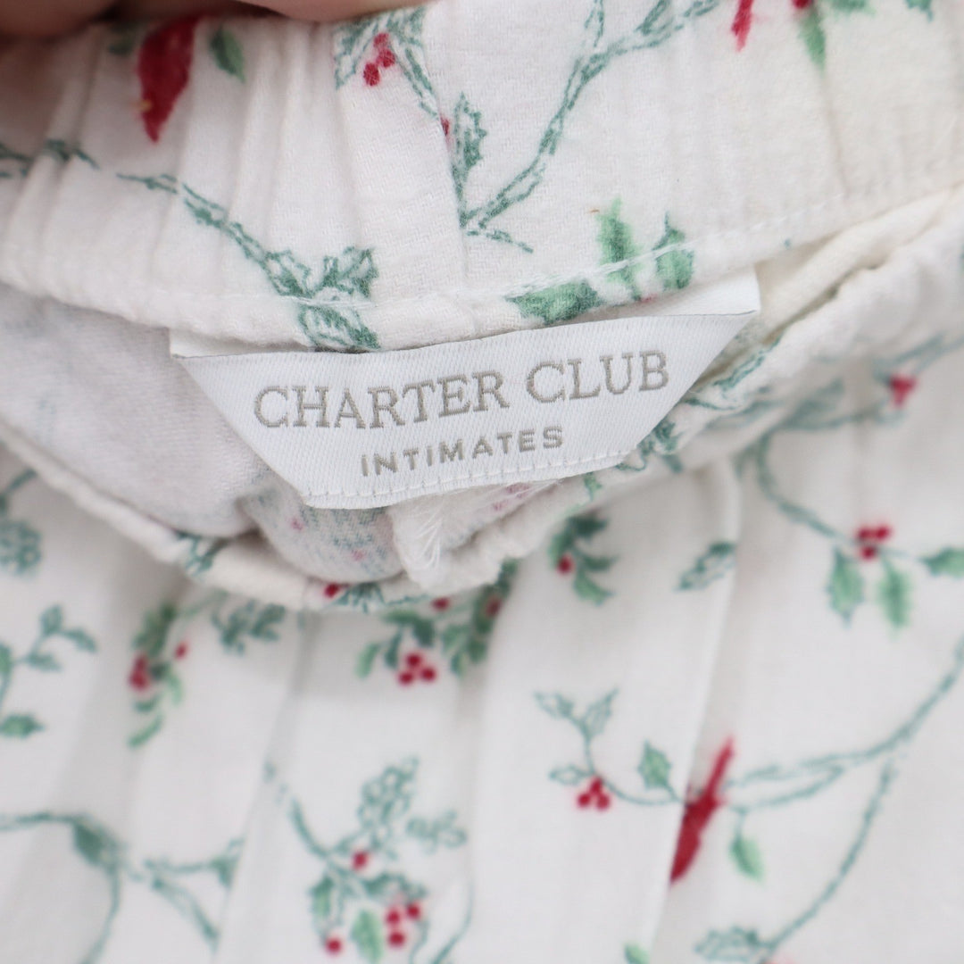 Charter Club Intimates Womens Small Pajama Set Cotton Cardinal Holiday White Red