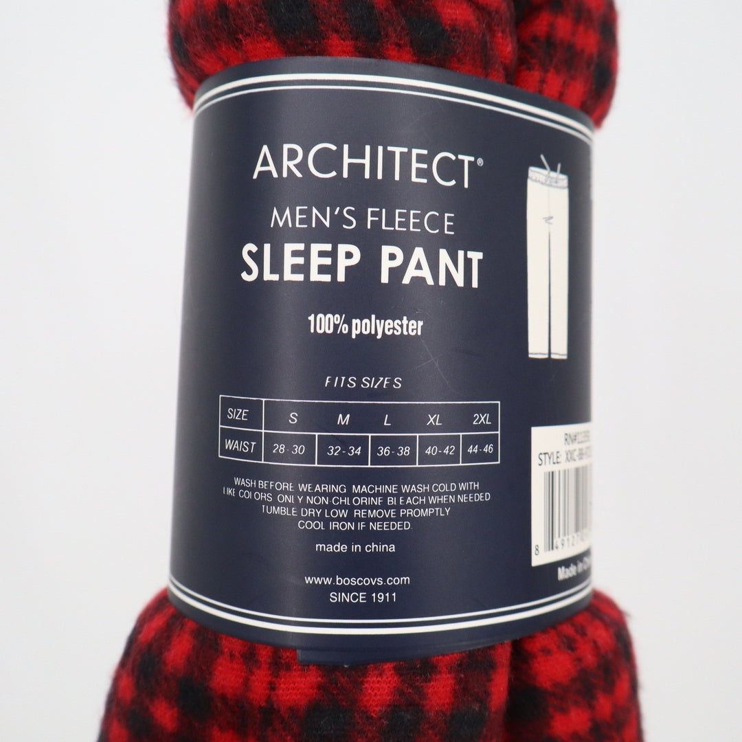 Architect Mens Fleece Sleep Pant Red Black Buffalo Plaid Pajamas M