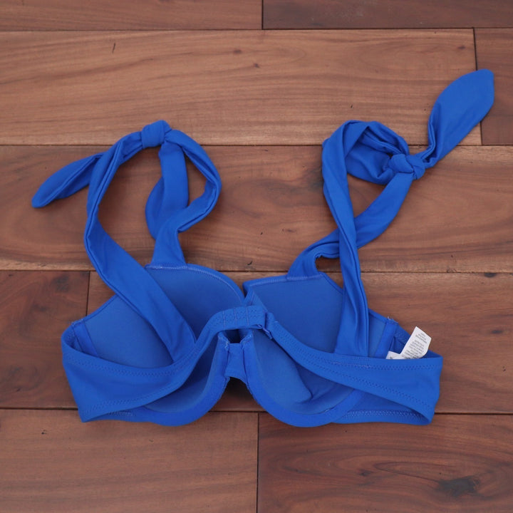 Aerie Blue Underwire Tie Strap Bikini Top Ruched Sweetheart Swim Top Large