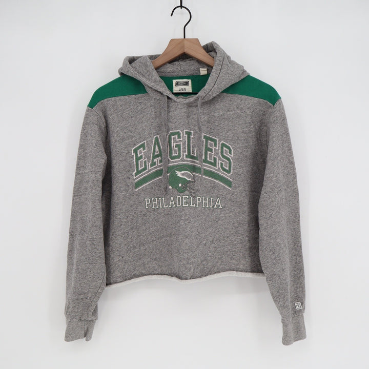 Tailgate Philadelphia Eagles Cropped Hoodie Grey Green Graphic NFL Womens Large