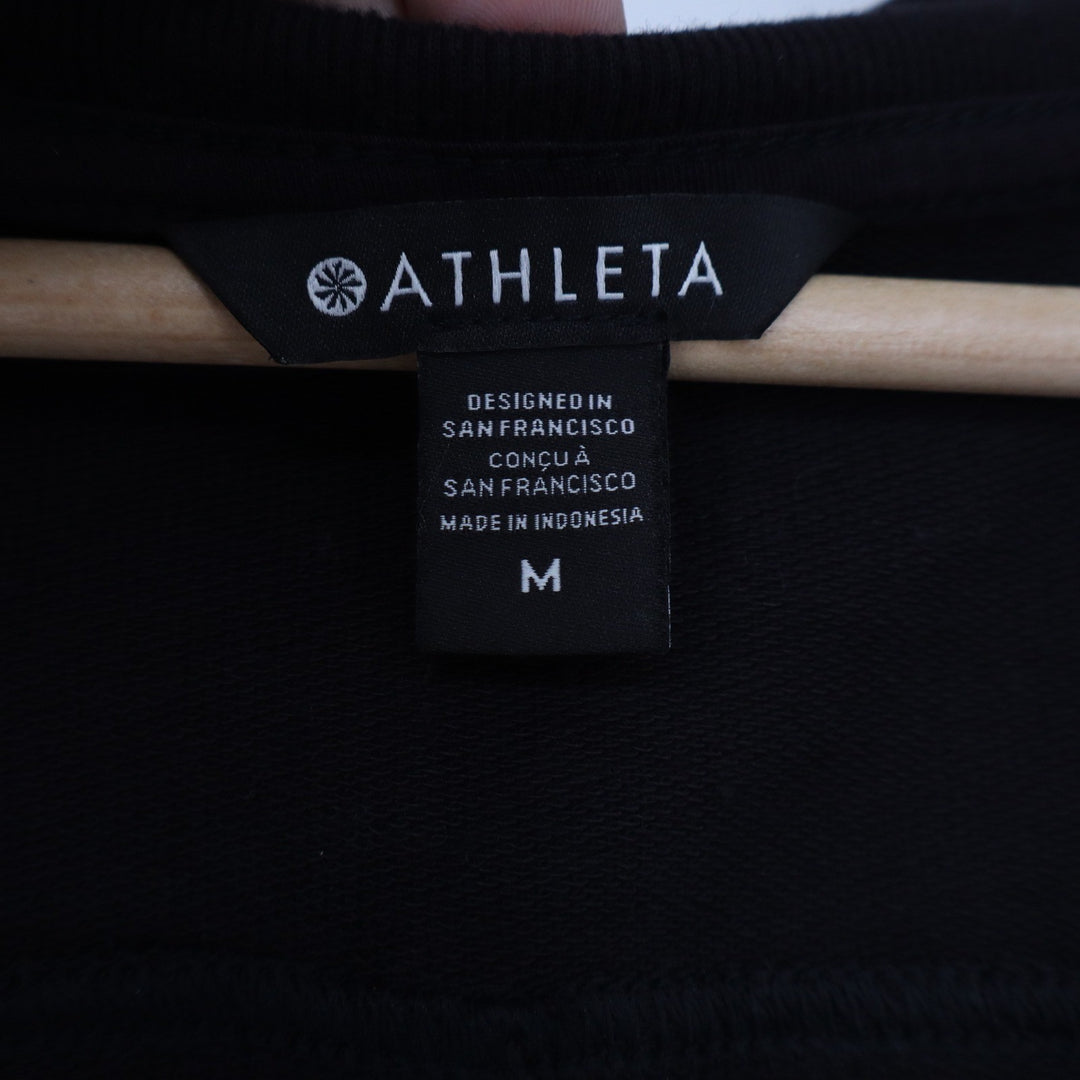 Athleta Womens Black V-Neck French Terry Sweatshirt Vest Side Slit Size M