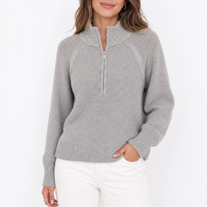 OFFLINE by Aerie Womens XS Grey Marled Quarter Zip Pullover Sweater Thumbholes