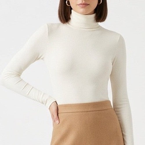 Naked Wardrobe Off White Turtleneck Long Sleeve Bodysuit XL