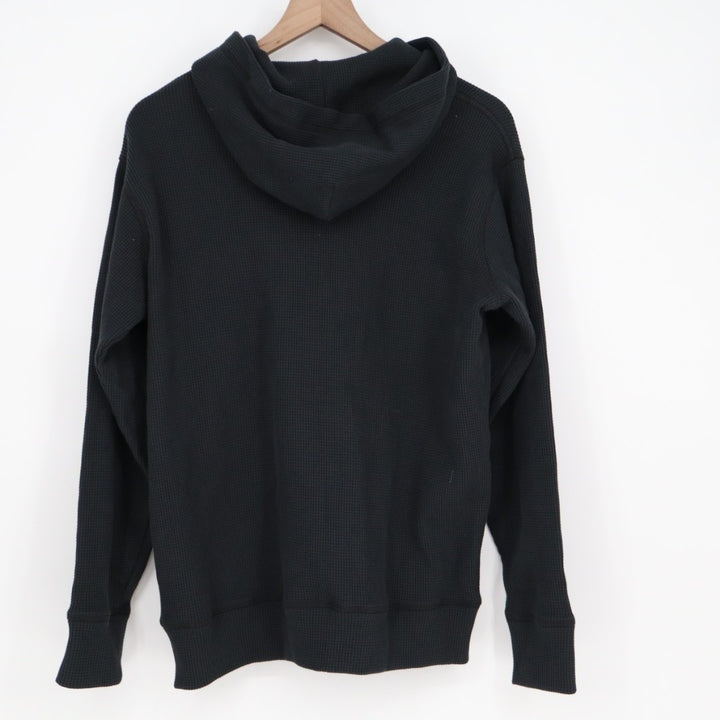 American Giant Summit Hoodie Men Medium Black Cotton Waffle Knit Kangaroo Pocket