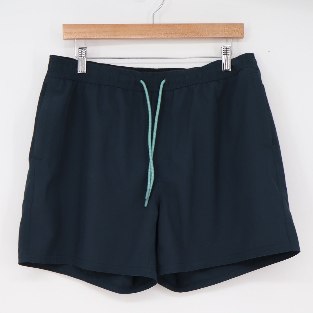 Wellen Swim Trunks Mens L Navy Blue 5 Inch Inseam Stretch Excellent