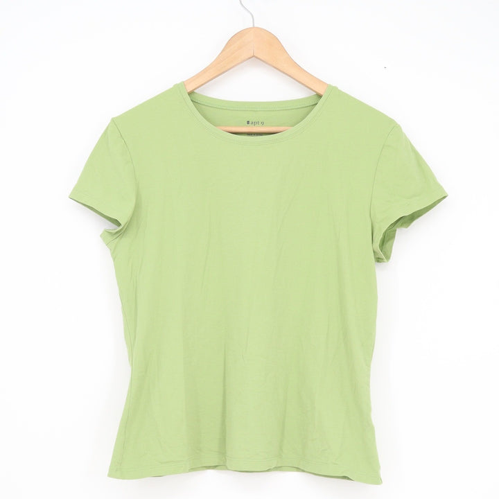 Apt. 9 Essentials Lime Green Crew Neck Short Sleeve Tee Shirt Womens Large L