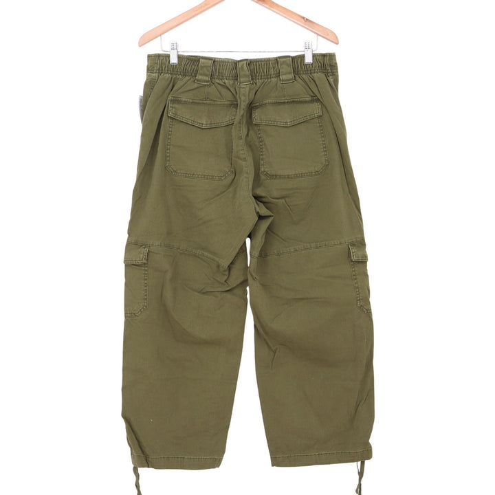 Old Navy Cargo Pants Womens L Wide Leg Olive Green Utility Drawstring Excellent