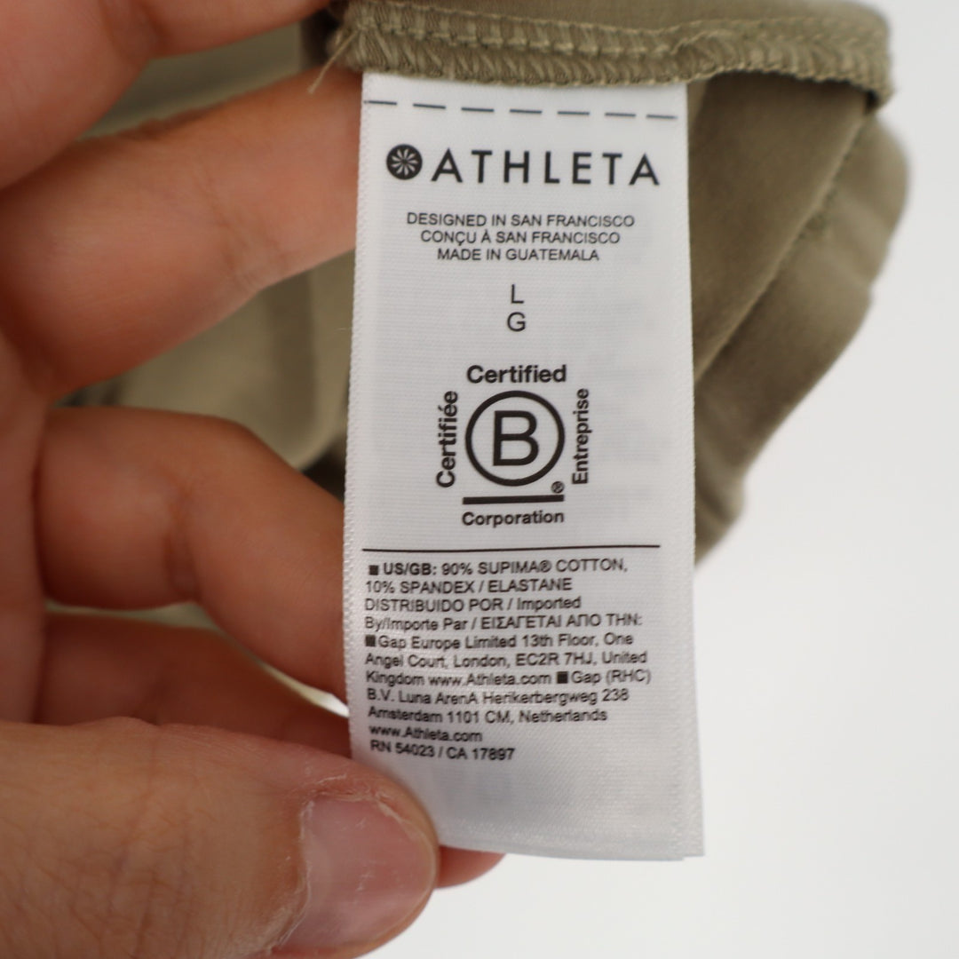 Athleta T-Shirt Dress Women Large Olive Green Crew Neck Short Sleeve Pullover