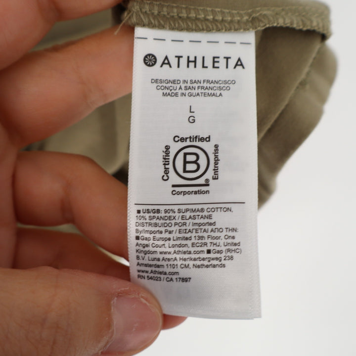 Athleta T-Shirt Dress Women Large Olive Green Crew Neck Short Sleeve Pullover
