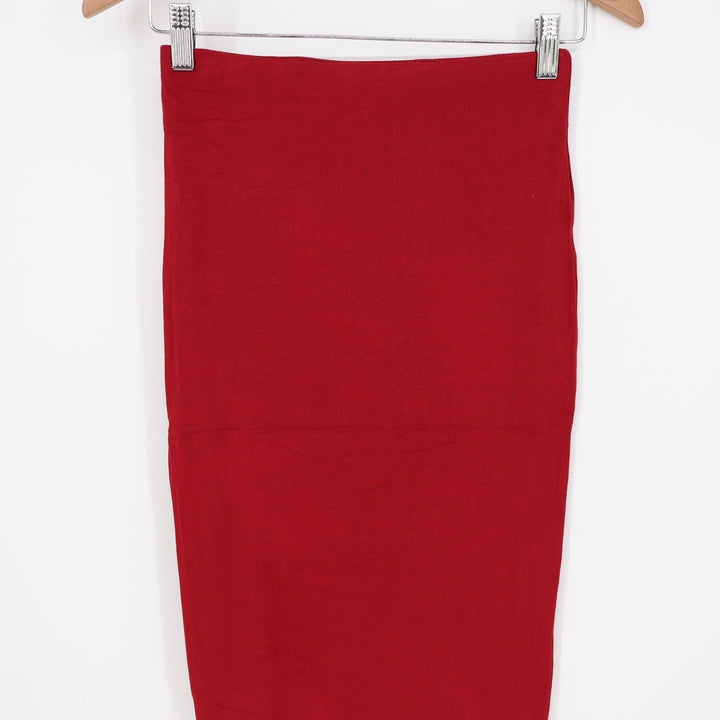 Naked Wardrobe Red Bodycon Maxi Skirt Size Medium Stretch Viscose