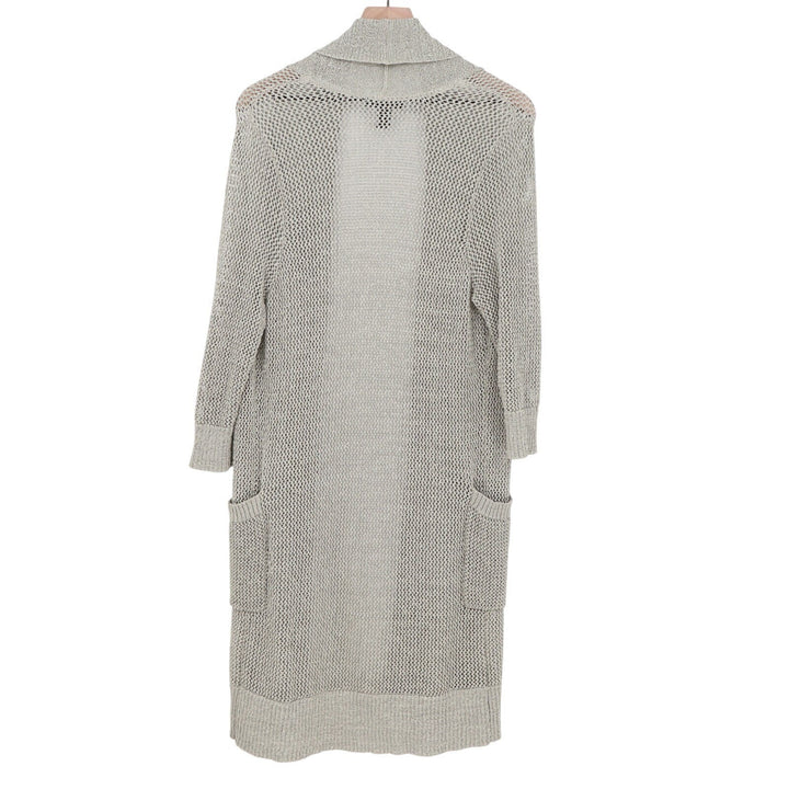Kenneth Cole Cardigan Sweater Womens Large Gray Open Front Ribbed Long Sleeve