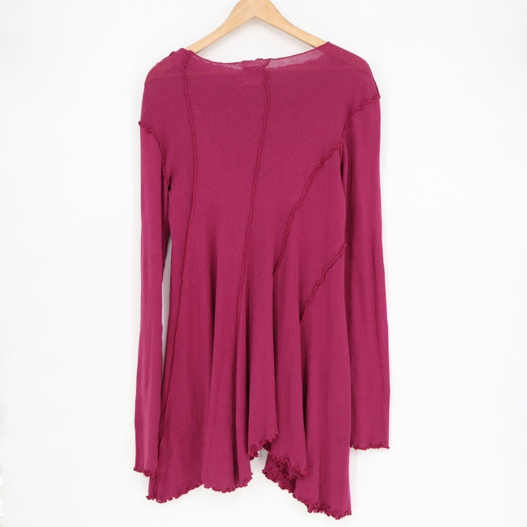 We The Free People Swing Shift Dress Womens M Plum Cotton Boat Neck Long Sleeve