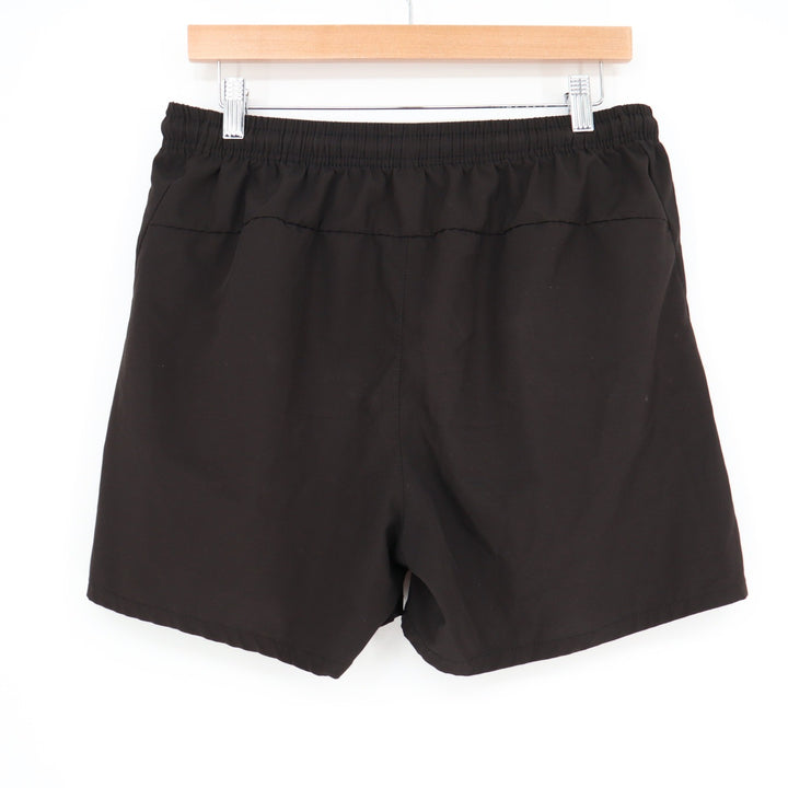 Mens Black Athletic Running Shorts Zipper Pockets Drawstring Gym Training