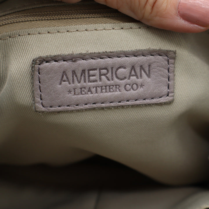 American Leather Co Taupe Leather Triple Compartment Shoulder Bag Tote