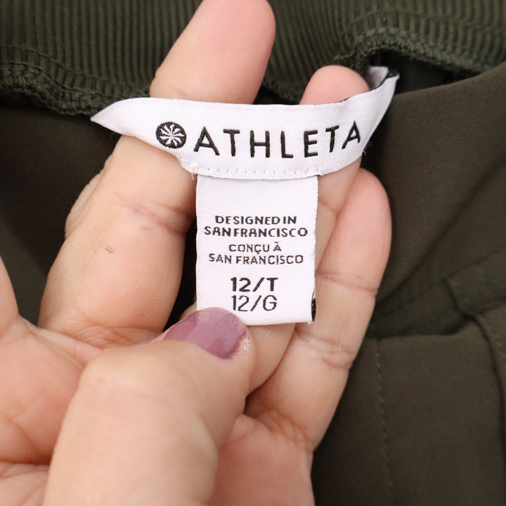 Athleta Headlands Hybrid Cargo II Pants 12 Tall Dark Olive Green Hiking Joggers
