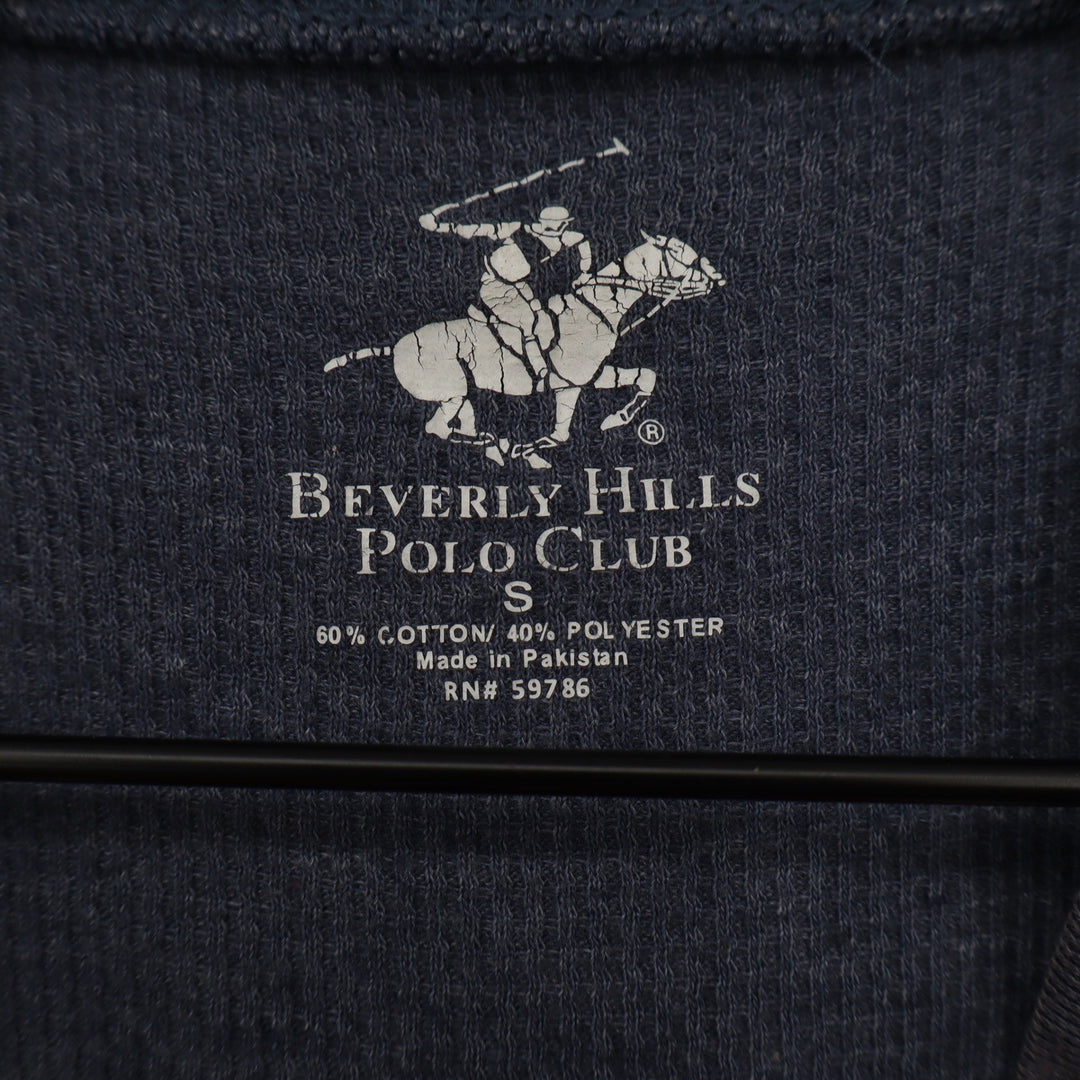 Beverly Hills Polo Club Mens Small Blue Grey Waffle Knit Thermal Shirt Logo