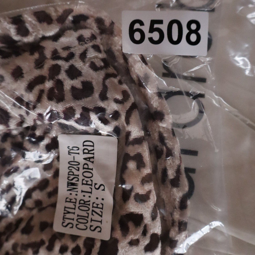 Naked Wardrobe The Statement Leopard Print Velvet Crop Top Brown Small