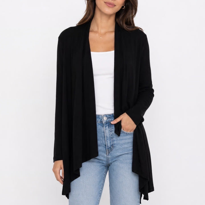 White House Black Market WHBM Black Open Front Rayon Cardigan Sweater XS