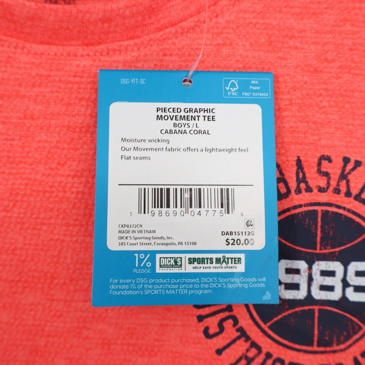 DSG Boys Pieced Graphic Movement Tee Cabana Coral Orange Navy Blue Size L 14-16