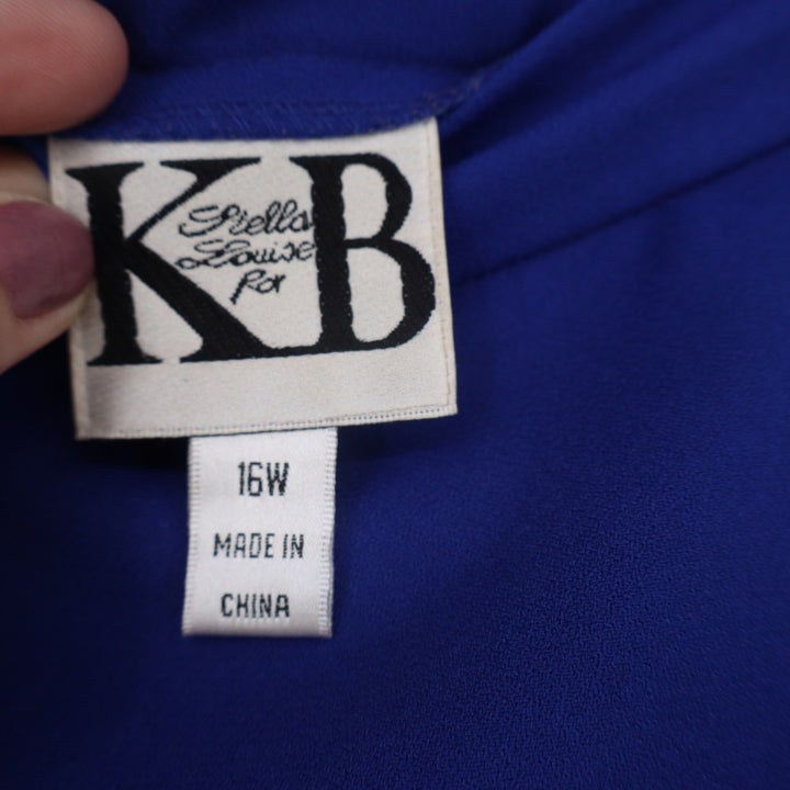 KB Stella Louise Fox Royal Blue Fringe Rhinestone Skirt Suit Set 16W Moon Button