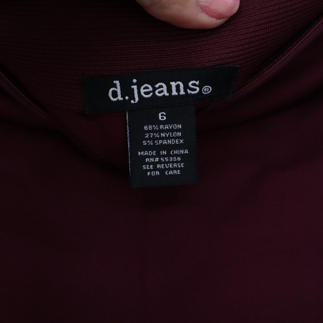 d.jeans Skirt Womens 6 Faux Wrap Pencil Burgundy O-Ring Stretch Excellent