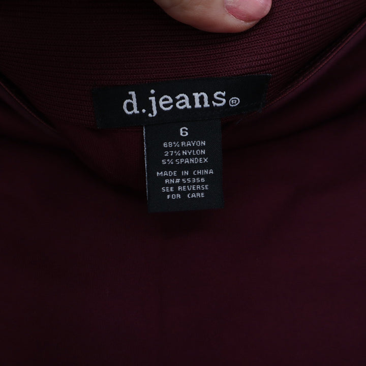 d.jeans Skirt Womens 6 Faux Wrap Pencil Burgundy O-Ring Stretch Excellent