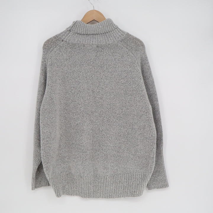 Talulah Gray Turtleneck Oversized High-Low Knit Sweater Large