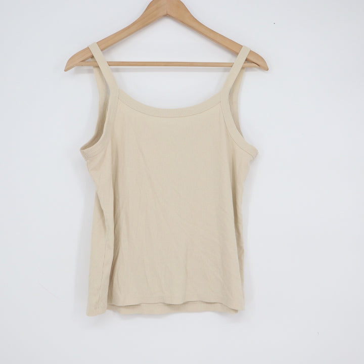 Old Navy Women's Ribbed Tank Top Beige Cream Scoop Neck Sleeveless Large
