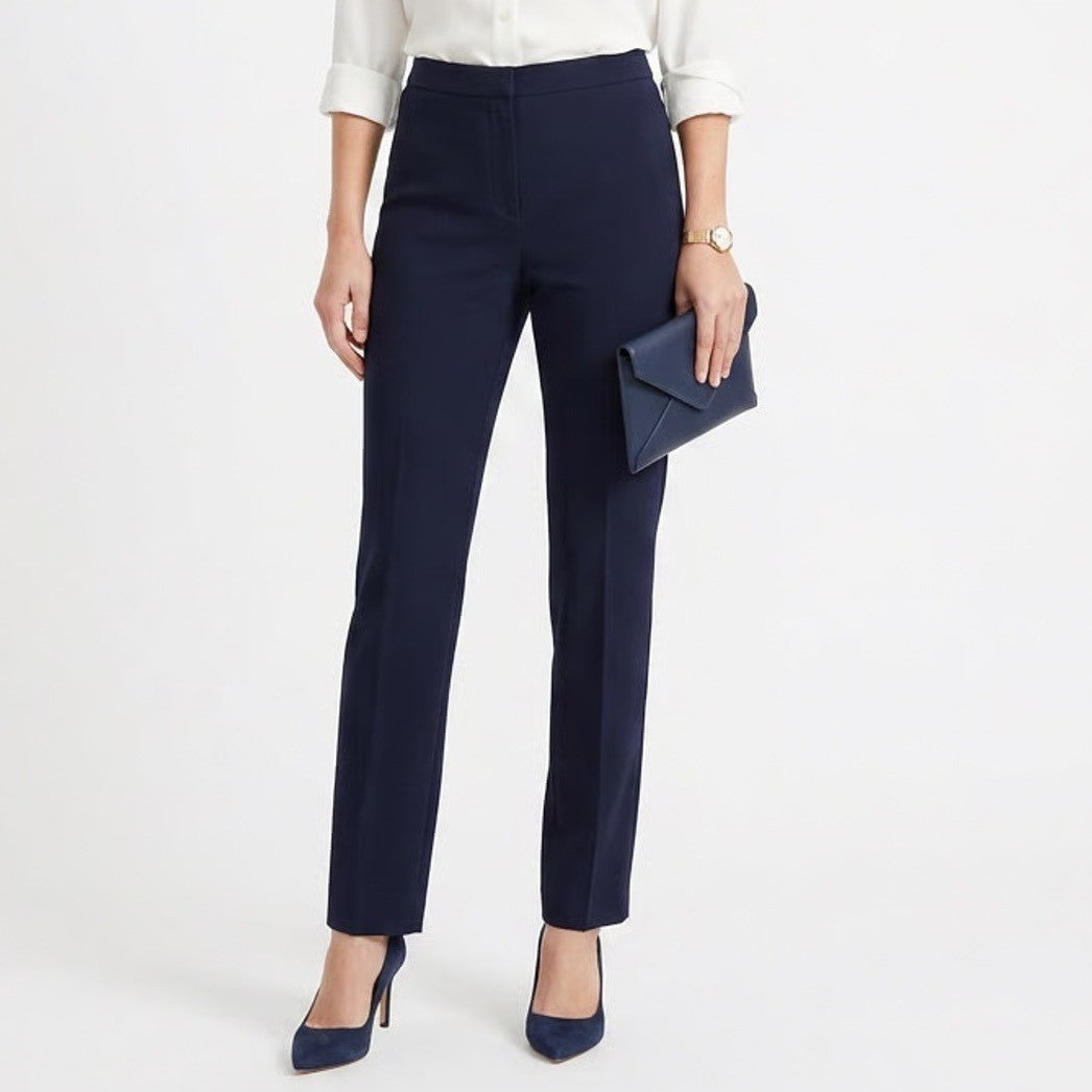 Shein Navy Blue High Waisted Split Hem Pintuck Dress Pants Trousers XL 12
