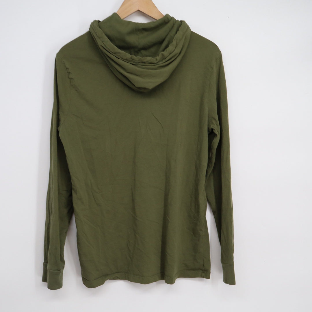 Polo Ralph Lauren Mens Long Sleeve Hooded T-Shirt Olive Green Pony Logo M