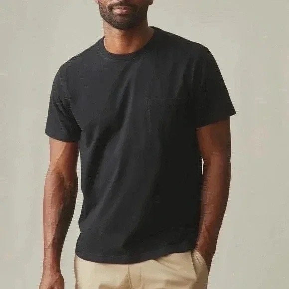 American Giant Mens Cotton Short Sleeve Pocket T-Shirt Black Size S Made in USA