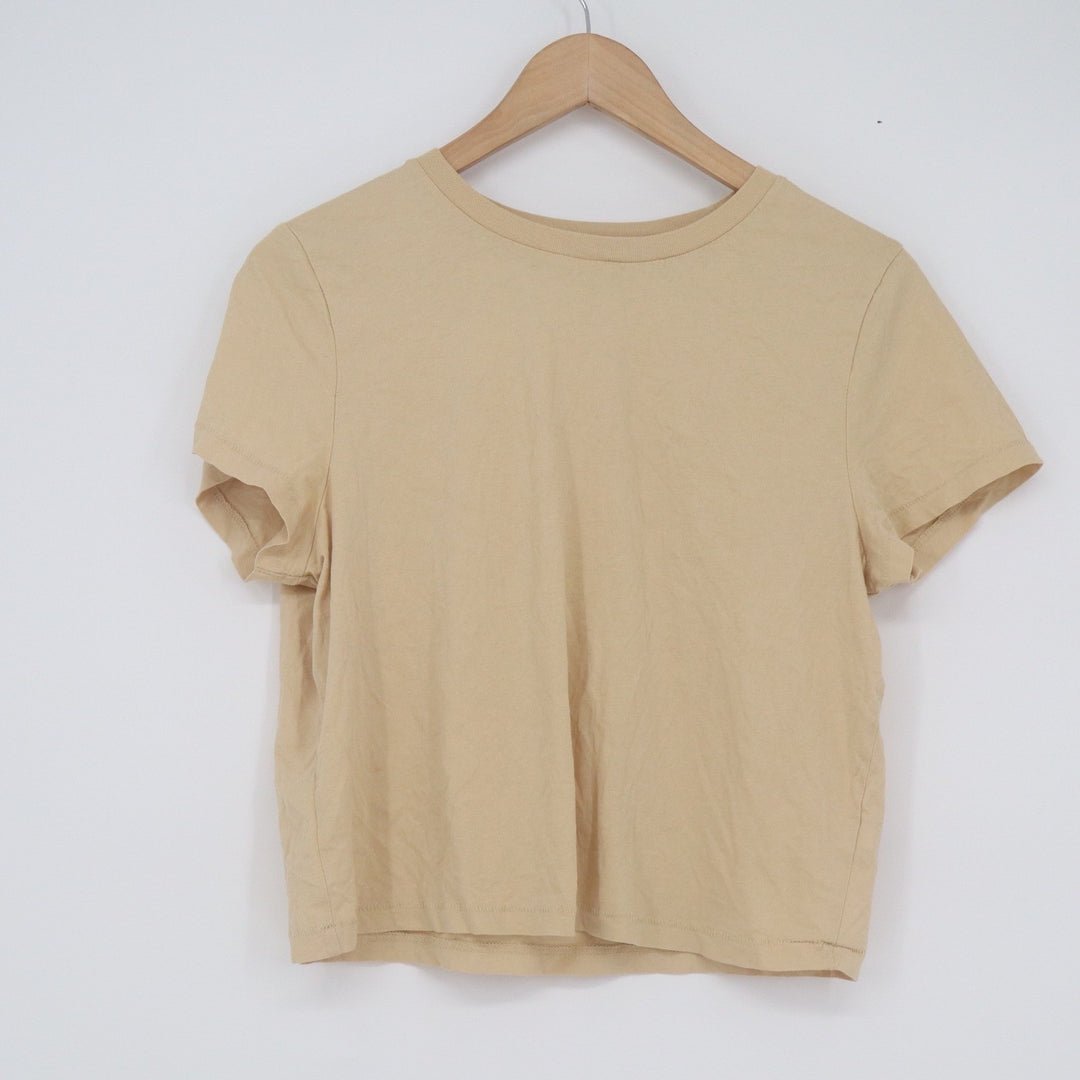 Universal Thread Tan Beige 100 Cotton Short Sleeve Crew Neck Tee Shirt Womens M