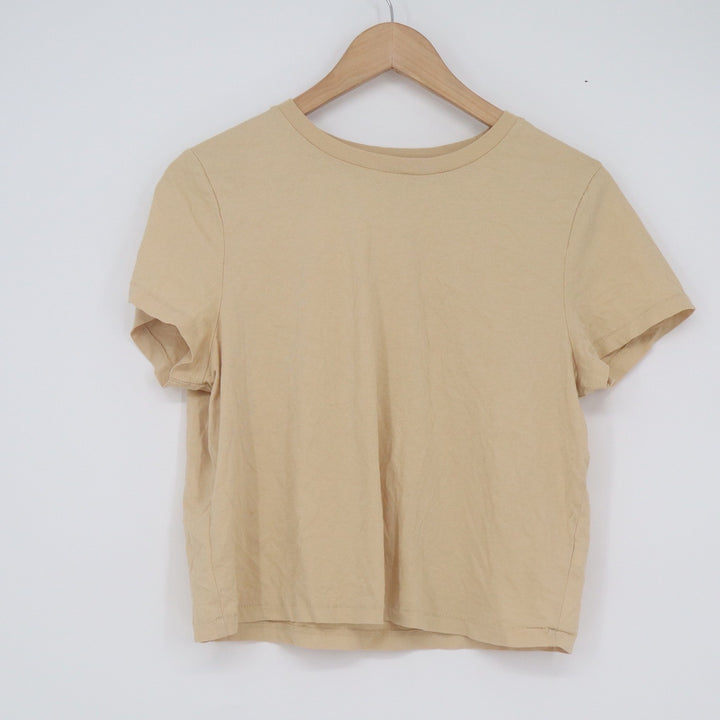 Universal Thread Tan Beige 100 Cotton Short Sleeve Crew Neck Tee Shirt Womens M