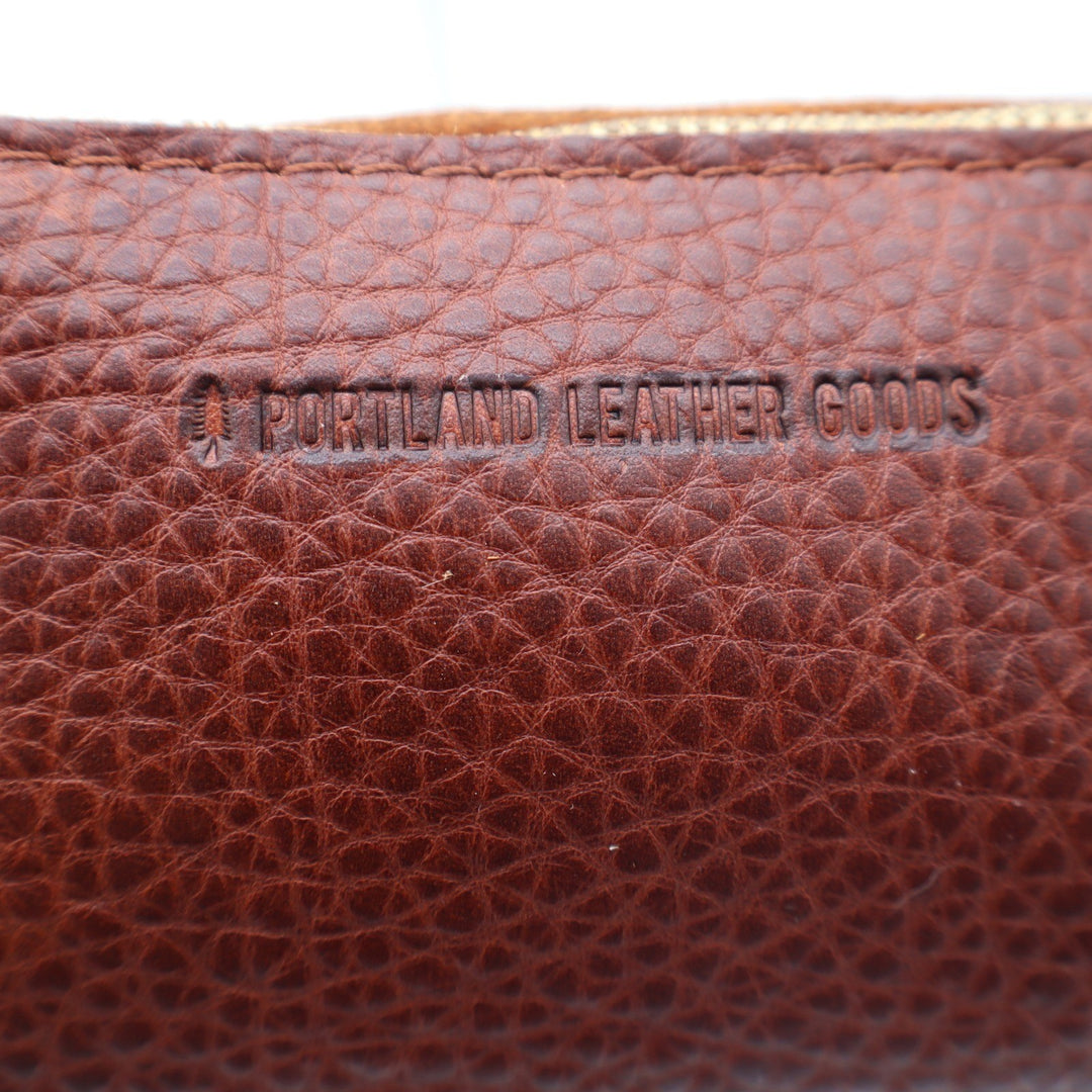 Portland Leather Goods Cognac Brown Pebbled Leather Small Makeup Pouch Bag