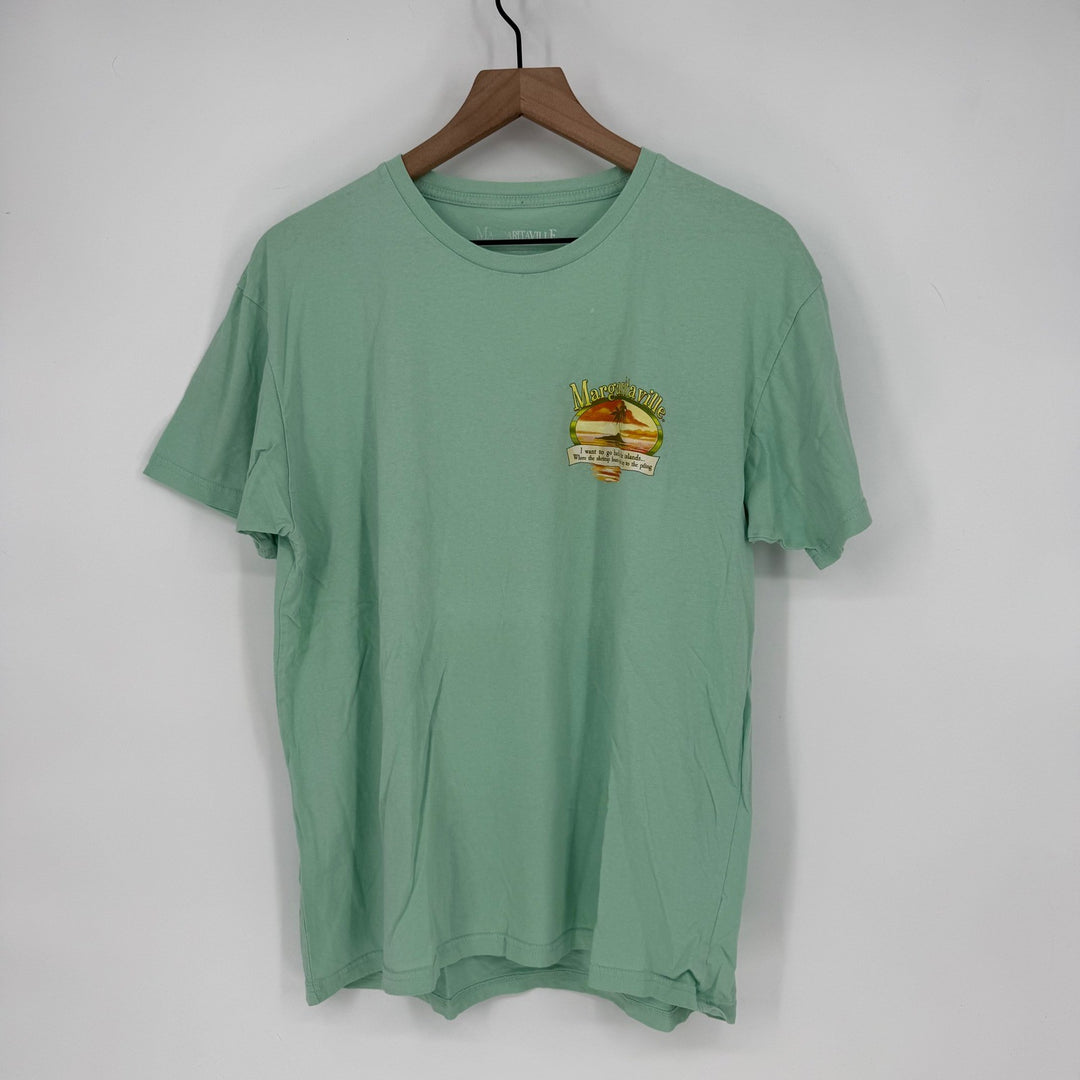 Margaritaville Graphic T Shirt Teal Palm Tree Island Vibes Large