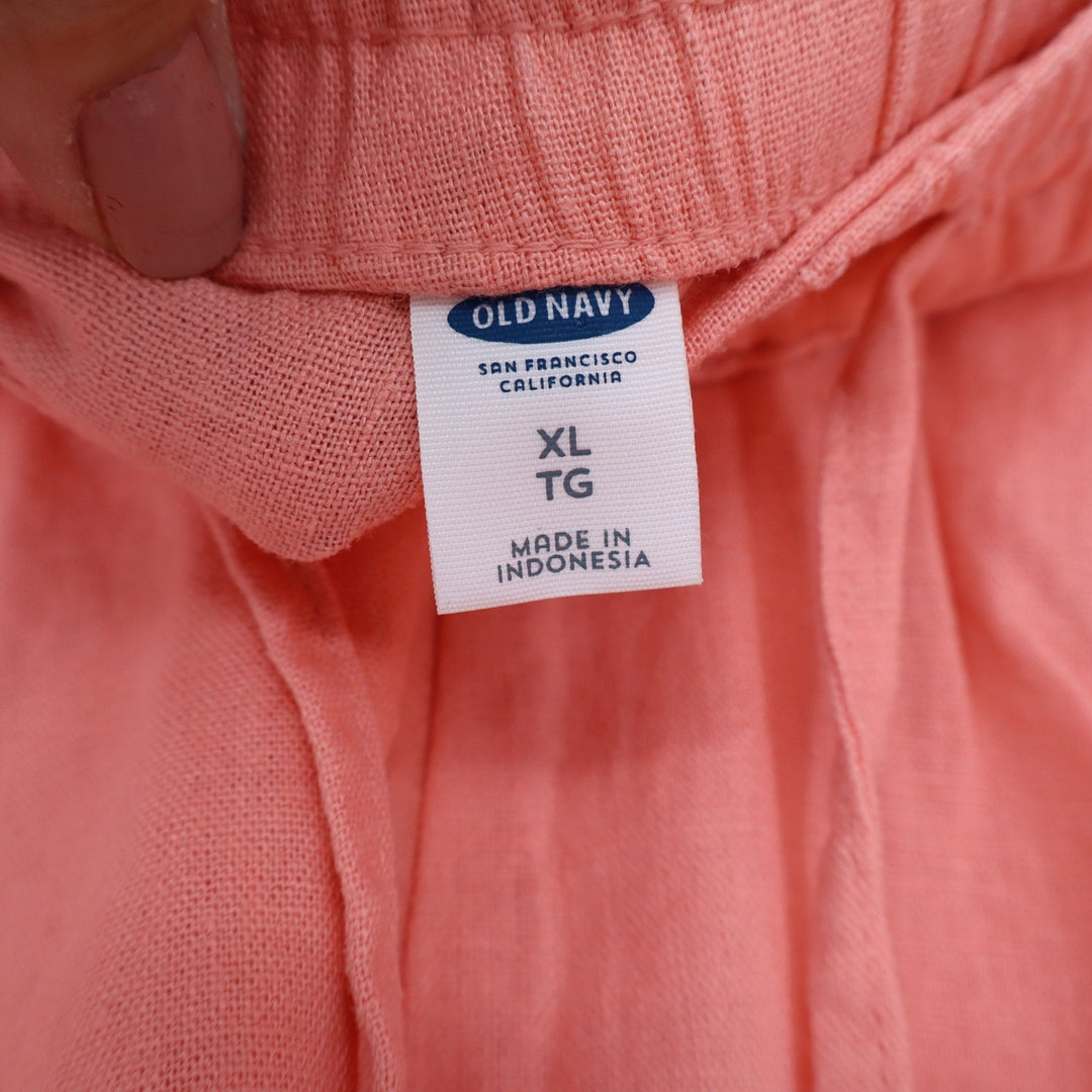 Old Navy Womens XL Coral Pink Linen Blend Mid-Rise Drawstring Shorts NWT