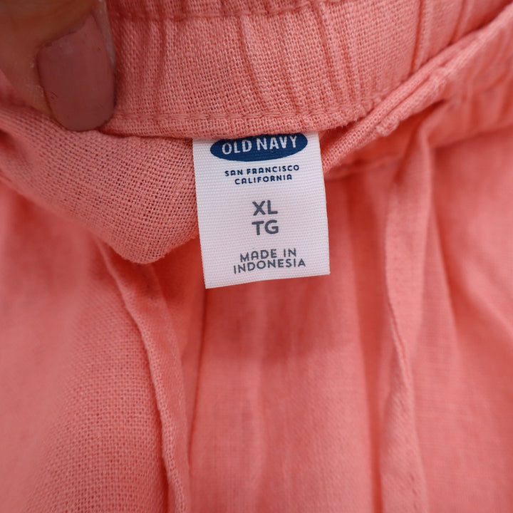 Old Navy Womens XL Coral Pink Linen Blend Mid-Rise Drawstring Shorts NWT