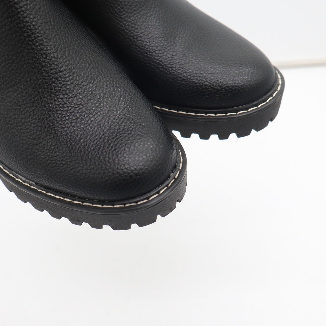 Universal Thread Womens Black Pebbled Lug Sole Ankle Boots Side Zip Size 8.5