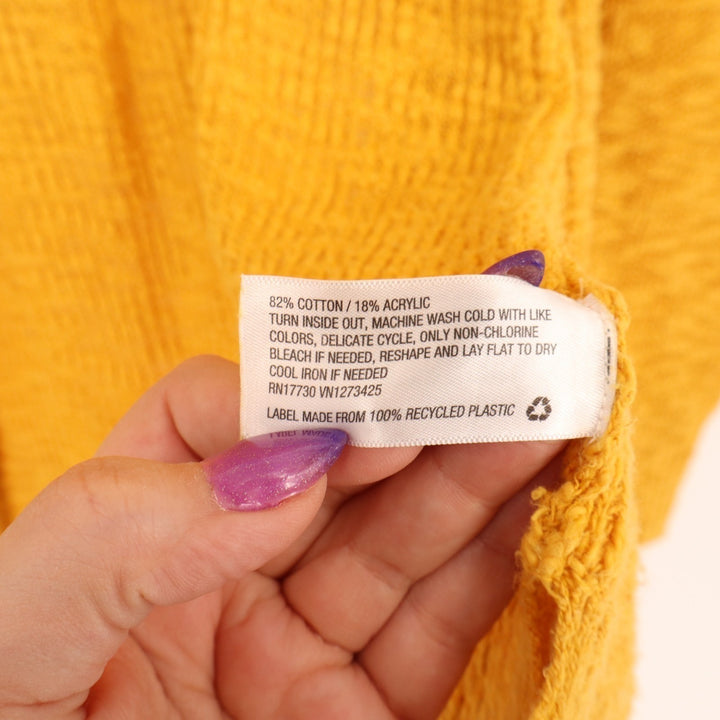 Mossimo Supply Cardigan Sweater Womens M Yellow Cotton Patch Pockets Open Front