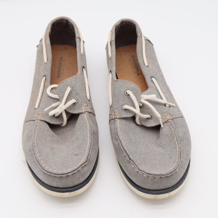 Sonoma Boat Shoe Mens 13 Grey Canvas Moc Toe Loafer Excellent