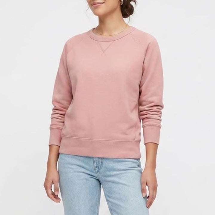 Uniqlo Pink Crew Neck Raglan Sleeve Cotton Sweatshirt Small