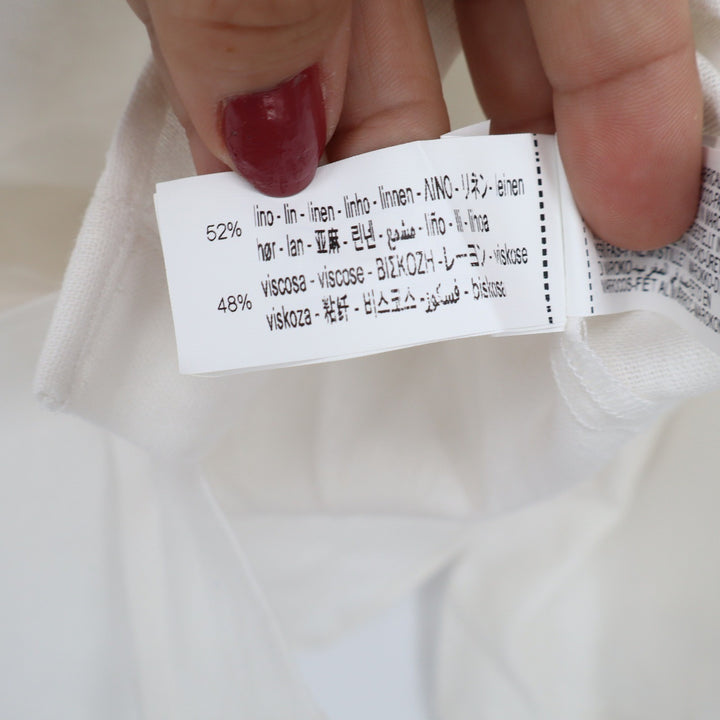Zara Linen Shirt Womens S 2865/709/250 Off-White Button-Down Pocket NEW